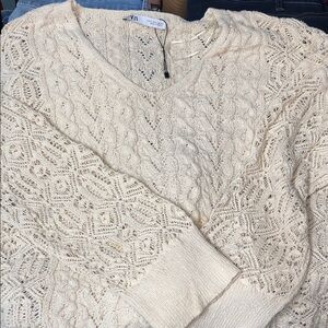 Zara Cream V-Neck Sweater